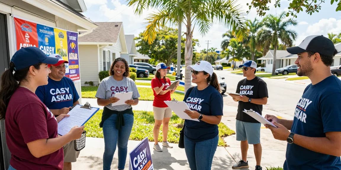 Campaign volunteers engaging with voters for Casey Askar in Florida