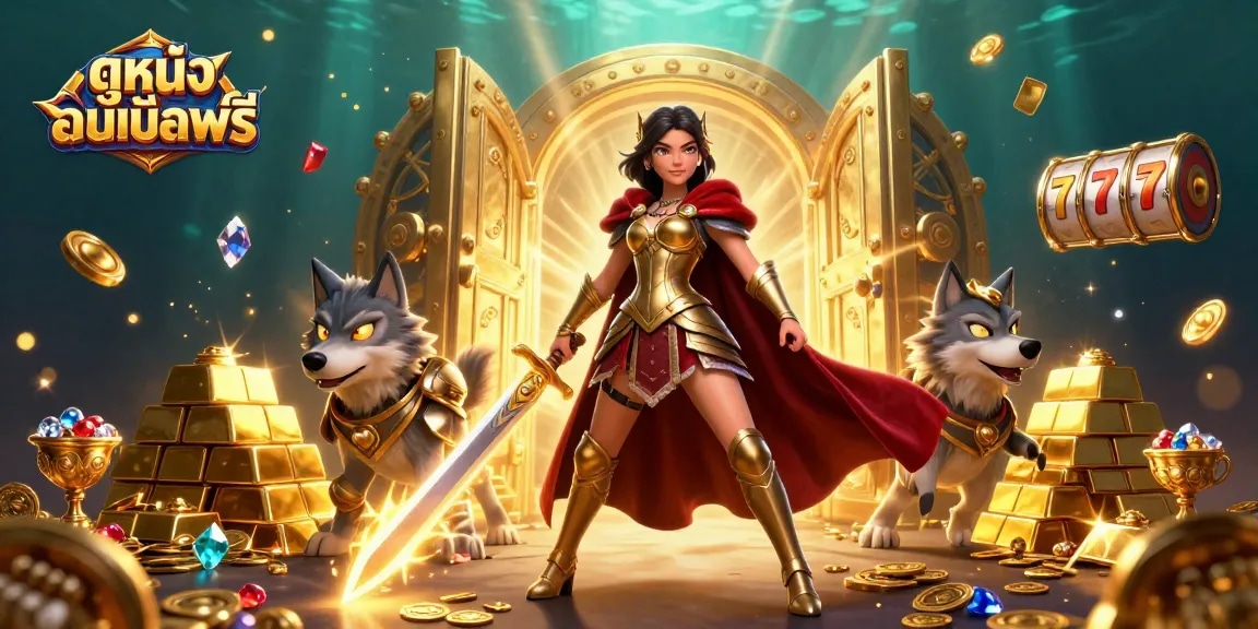 Win your adventure with ดูหนังออนไลน์ฟรี in a vibrant 3D casino scene featuring captivating characters!