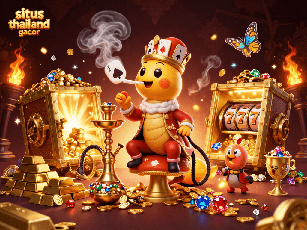 Experience the excitement of the situs thailand gacor with vibrant, golden treasures in a dynamic casino scene.
