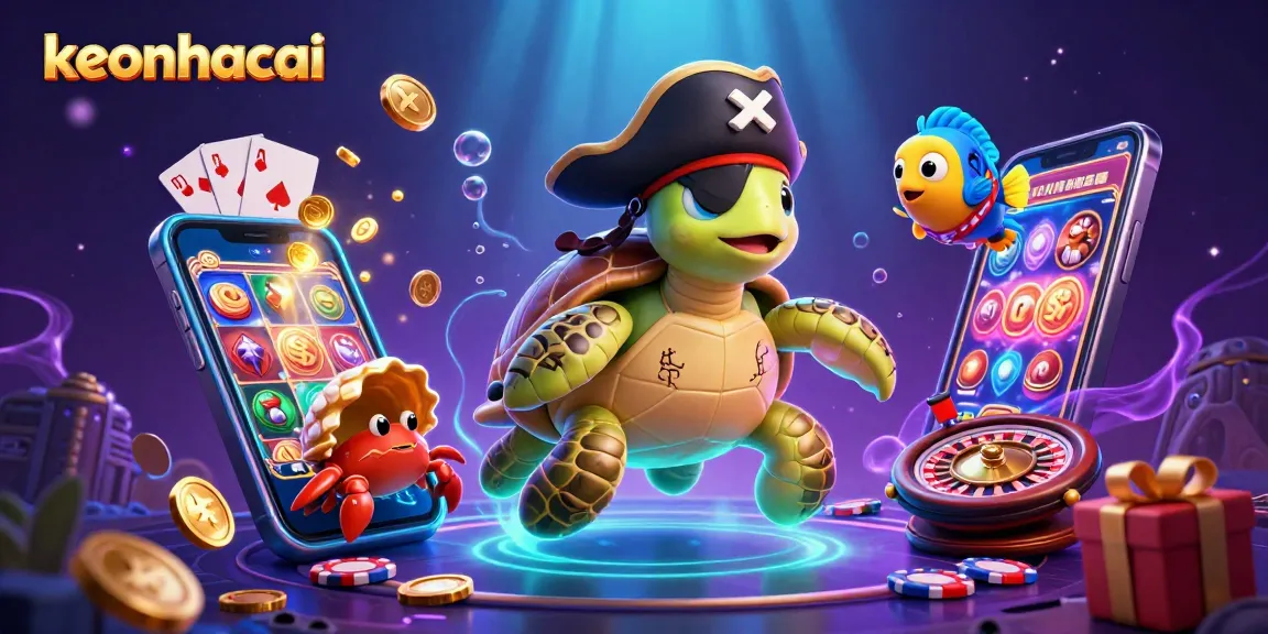 Engage with keonhacai's thrilling underwater gambling scene featuring a pirate turtle and treasure!