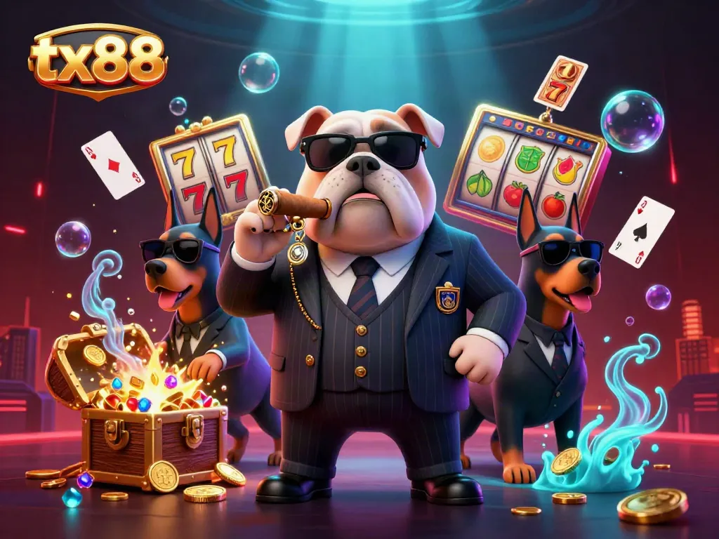 Play big at tx88 as cartoon characters guide you through a lively casino scene.