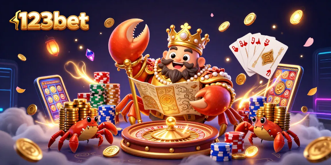 Experience thrilling wins at 123bet with the golden crab emperor commanding a treasure-filled casino.