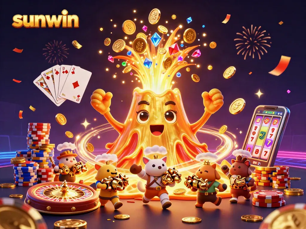 Experience thrilling wins at sunwin with a vibrant scene of games, treasures, and casino excitement.
