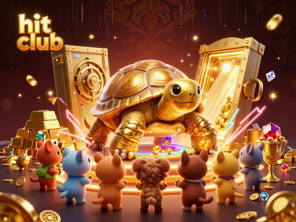 Exciting gameplay at hit club featuring dynamic golden tortoise and casino treasures.