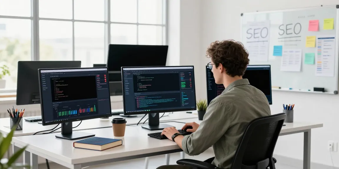 Developer using instant indexing tools in a modern tech workspace