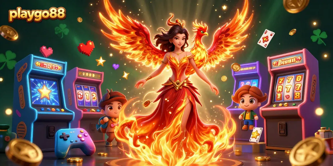 Experience immersive gaming at playgo88 with a vibrant 3D casino illustration packed with slots and excitement.