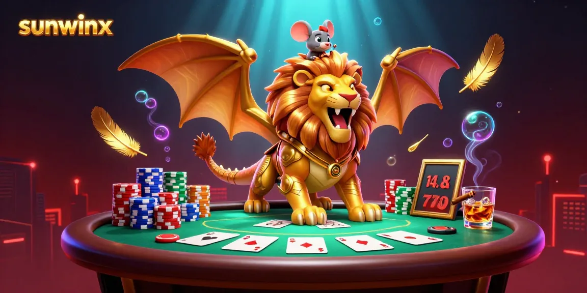 Experience thrilling poker action with sunwinx, where a chimera creature and mouse jockey dominate the casino scene.