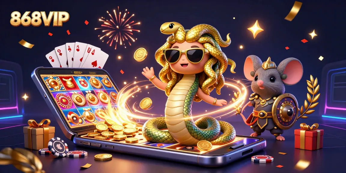 Engage with the vibrant 868VIP casino scene featuring dynamic characters and thrilling gaming elements.