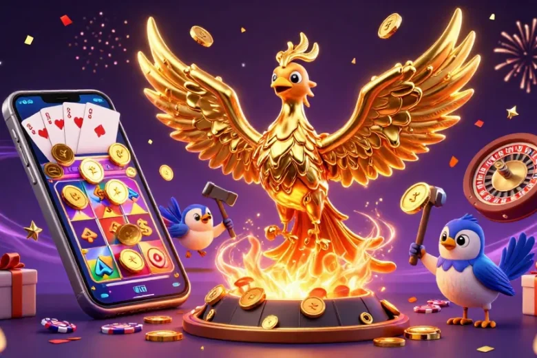 Experience thrilling gaming with ysl's golden phoenix illustration showcasing interactive casino games.